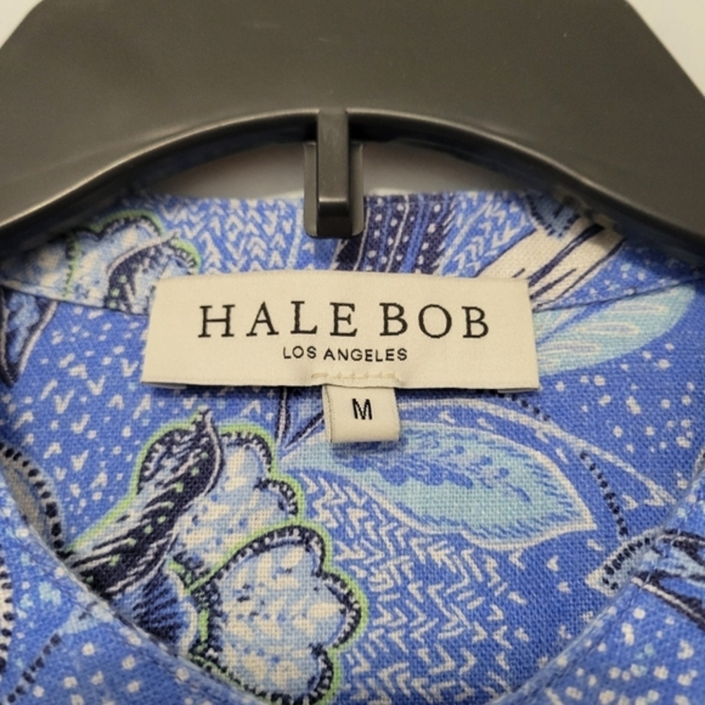 Hale Bob Women's Angelina Linen‎ Top Size M Periwinkle Blue Floral Euro Summer - Picture 4 of 13